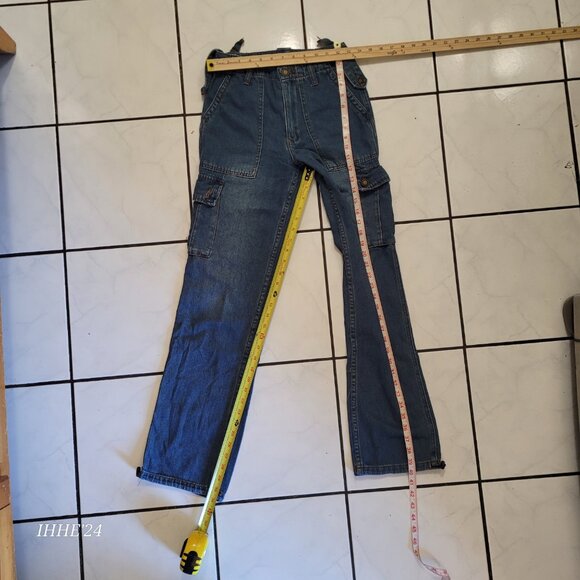 Simple Society Junior Girl Denim Cargo Pants Size 00/23 - Picture 5 of 8
